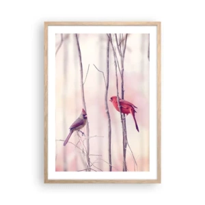 Poster in einem Rahmen aus heller Eiche - Geschichte vom rosa Wald - 50x70 cm