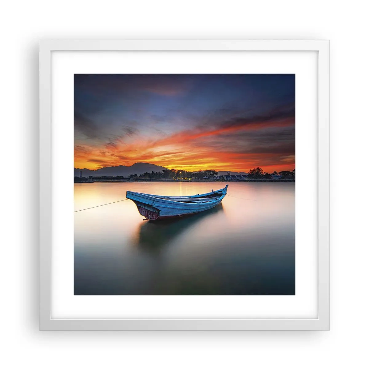 Poster in einem weißen Rahmen - Eine gute Nacht kommt - 40x40 cm