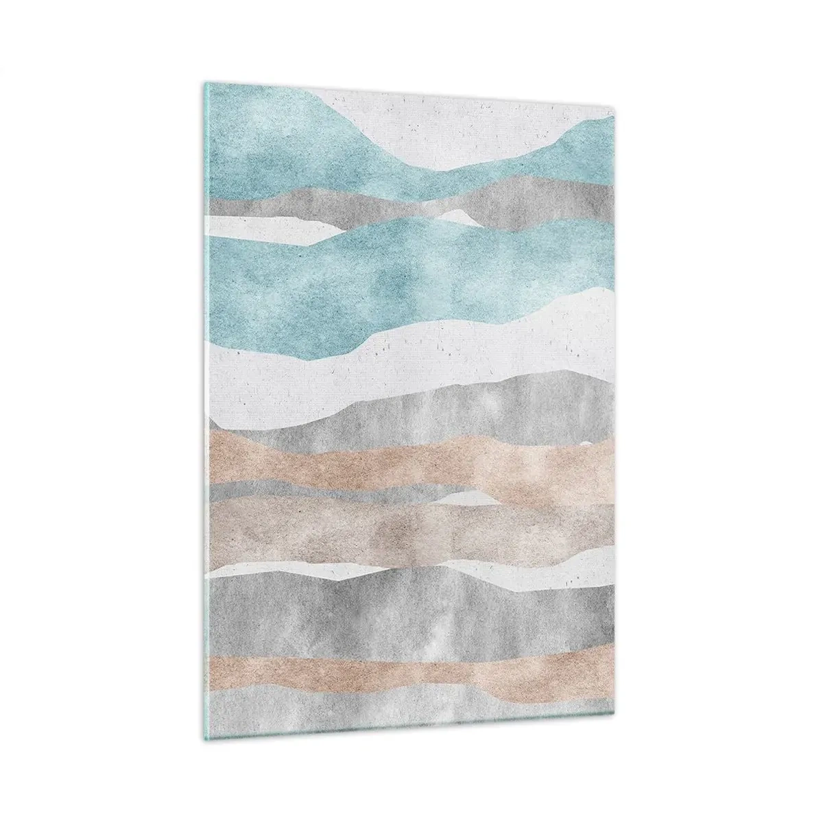 Glasbild - Bild auf glas - Zarte Streifen in Beige- und Blautönen - 50x70cm - Studie über Nähe - Moderne Wanddekoration für Wohnzimmer und Schlafzimmer ARTTOR