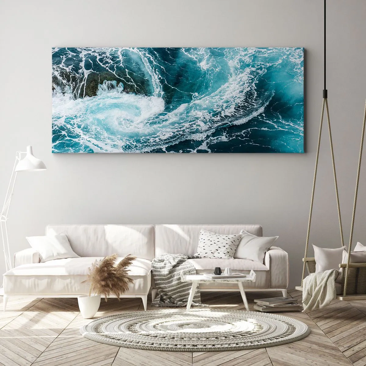 Bild auf Leinwand - Leinwandbild - Dynamischer Ozeanstrudel - 120x50cm - Das Tor zum Mittelpunkt der Erde - Moderne Wanddekoration für Wohnzimmer und Schlafzimmer ARTTOR