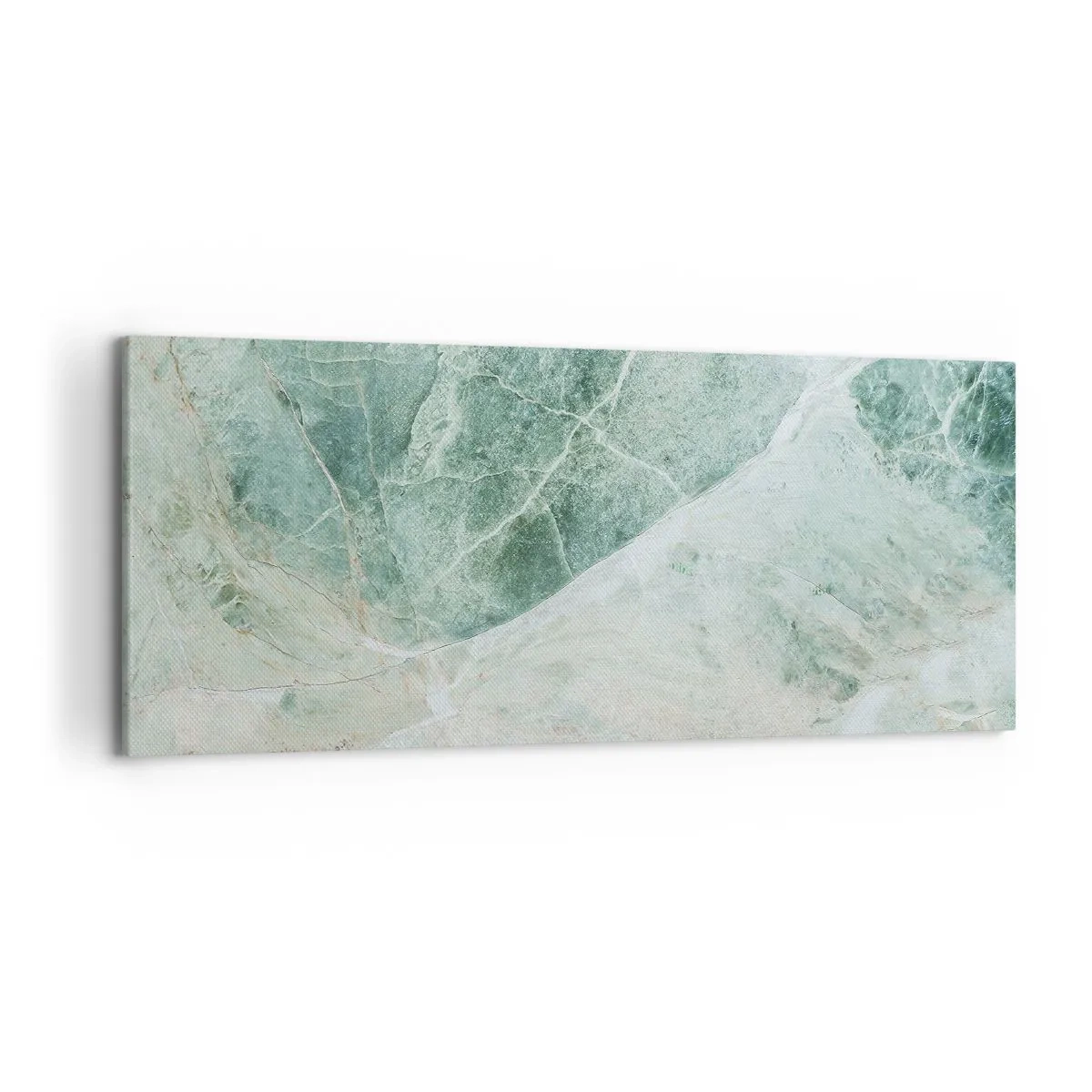 Bild auf Leinwand - Leinwandbild - Grüner Marmor mit zarten weißen Adern - 120x50cm - Edle Kälte des Steins - Moderne Wanddekoration für Wohnzimmer und Schlafzimmer ARTTOR