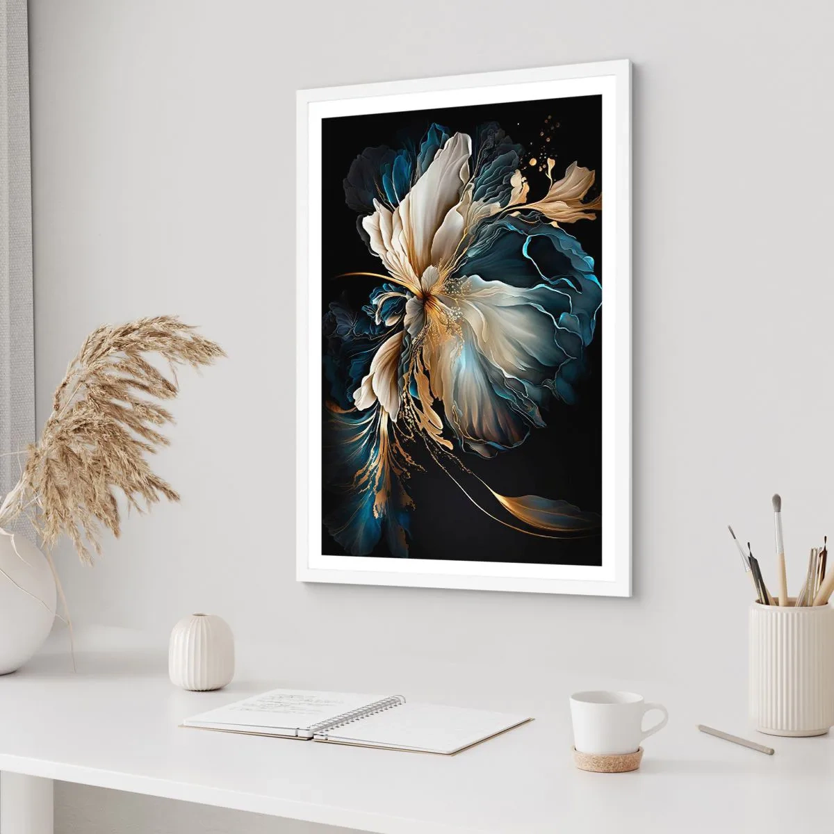 Poster in einem weißen Rahmen - Märchenhafte Farnblume - 70x100 cm