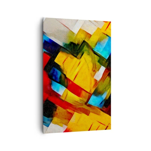 Bild auf Leinwand - Leinwandbild - Abstrakte geometrische Komposition in lebendigen Farben - 80x120cm - Ein bunter Interleaver - Moderne Wanddekoration für Wohnzimmer und Schlafzimmer ARTTOR