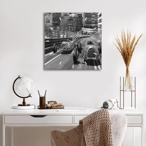 Wanduhr - Glasuhr - Vor langer Zeit in Monte Carlo - 30x30 cm