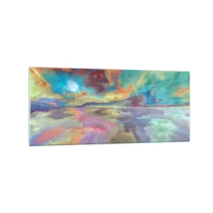 Glasbild - Bild auf glas - Bunte Wolkenlandschaft im abstrakten Stil - 120x50cm - Zwei Himmel - Moderne Wanddekoration für Wohnzimmer und Schlafzimmer ARTTOR