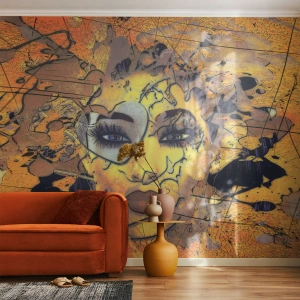 Selbstklebende Fototapete Deluxe Sticker - Sonnige Schönheit - Abstraktion, Das Gesicht einer Frau, Augen - 300x210 cm