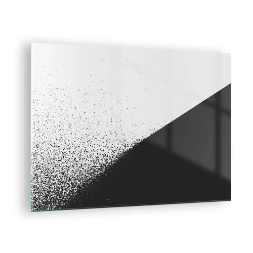 Glasbild - Bild auf glas - Eine minimalistische Komposition in Schwarz-Weiß mit Zerfallseffekt - 70x50cm - Immer schneller, immer mehr - Moderne Wanddekoration für Wohnzimmer und Schlafzimmer ARTTOR