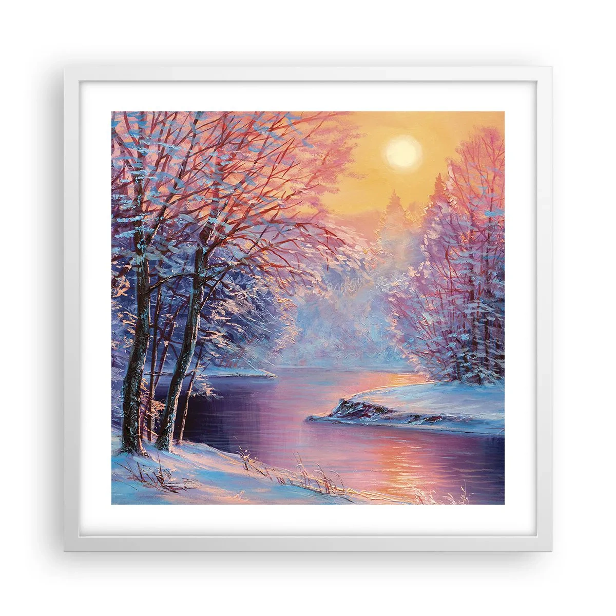 Poster in einem weißen Rahmen - Die Farben des Winters - 50x50 cm