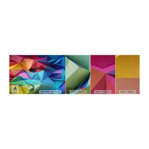 Fototapeten Muster Premium Sand - Regenbogen-Origami - Abstraktion, 3D, Grafik - 100x30 cm