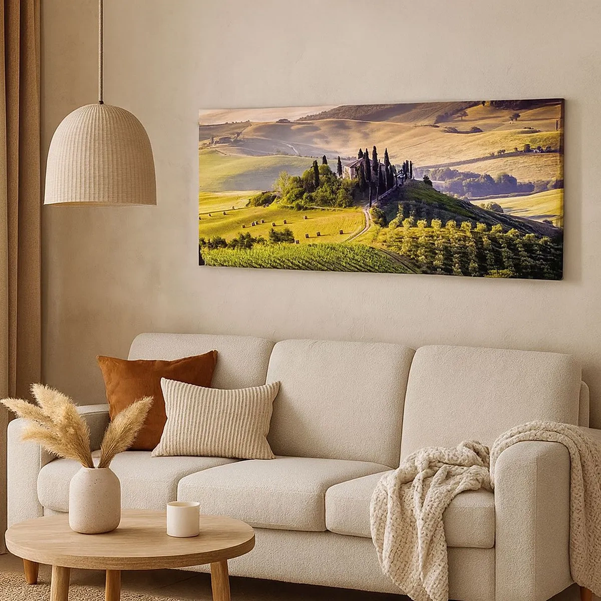 Bild auf Leinwand - Leinwandbild - Arkadien - die toskanische Landschaft - 100x40 cm