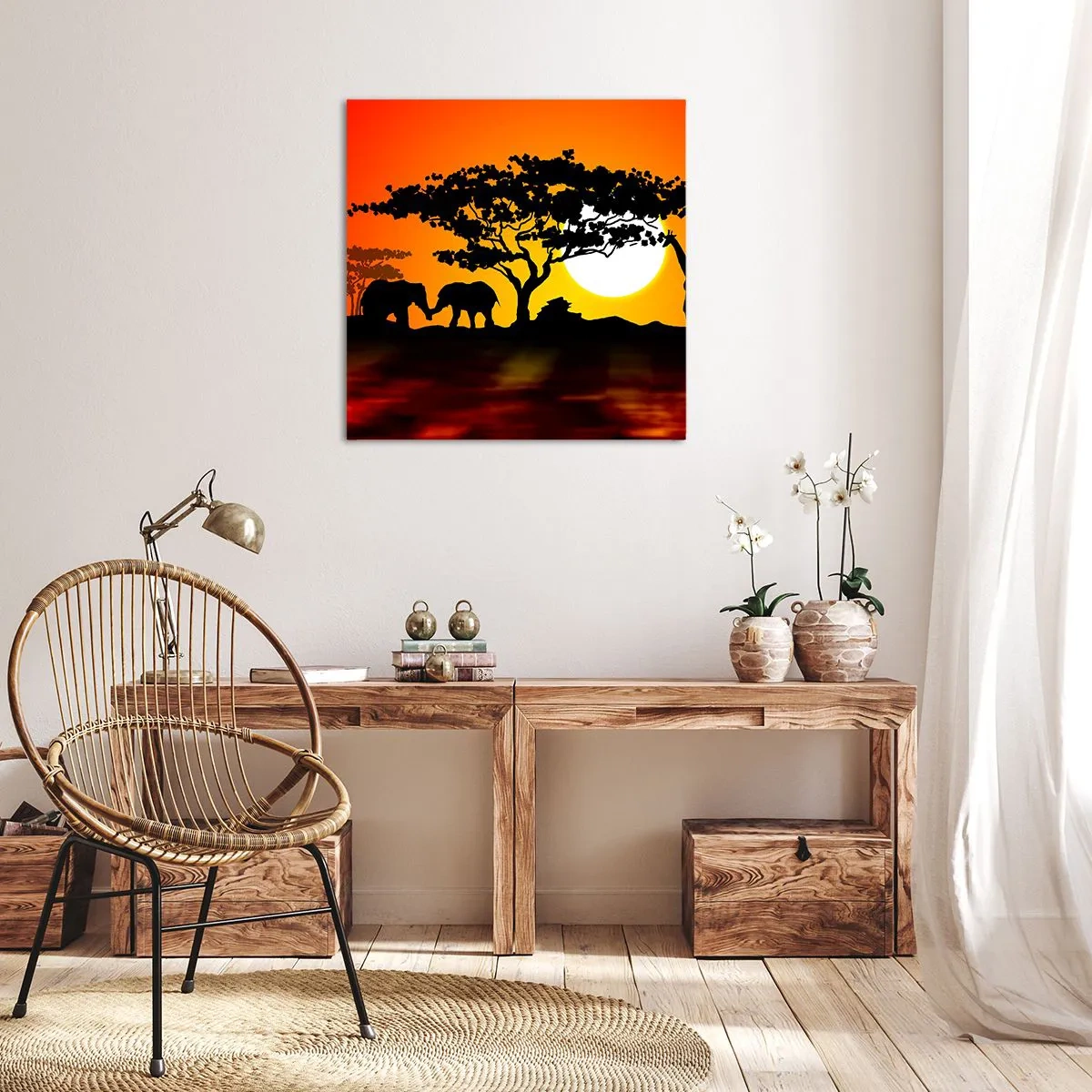 Bild auf Leinwand - Leinwandbild - Treffen in der Savanne - 30x30 cm