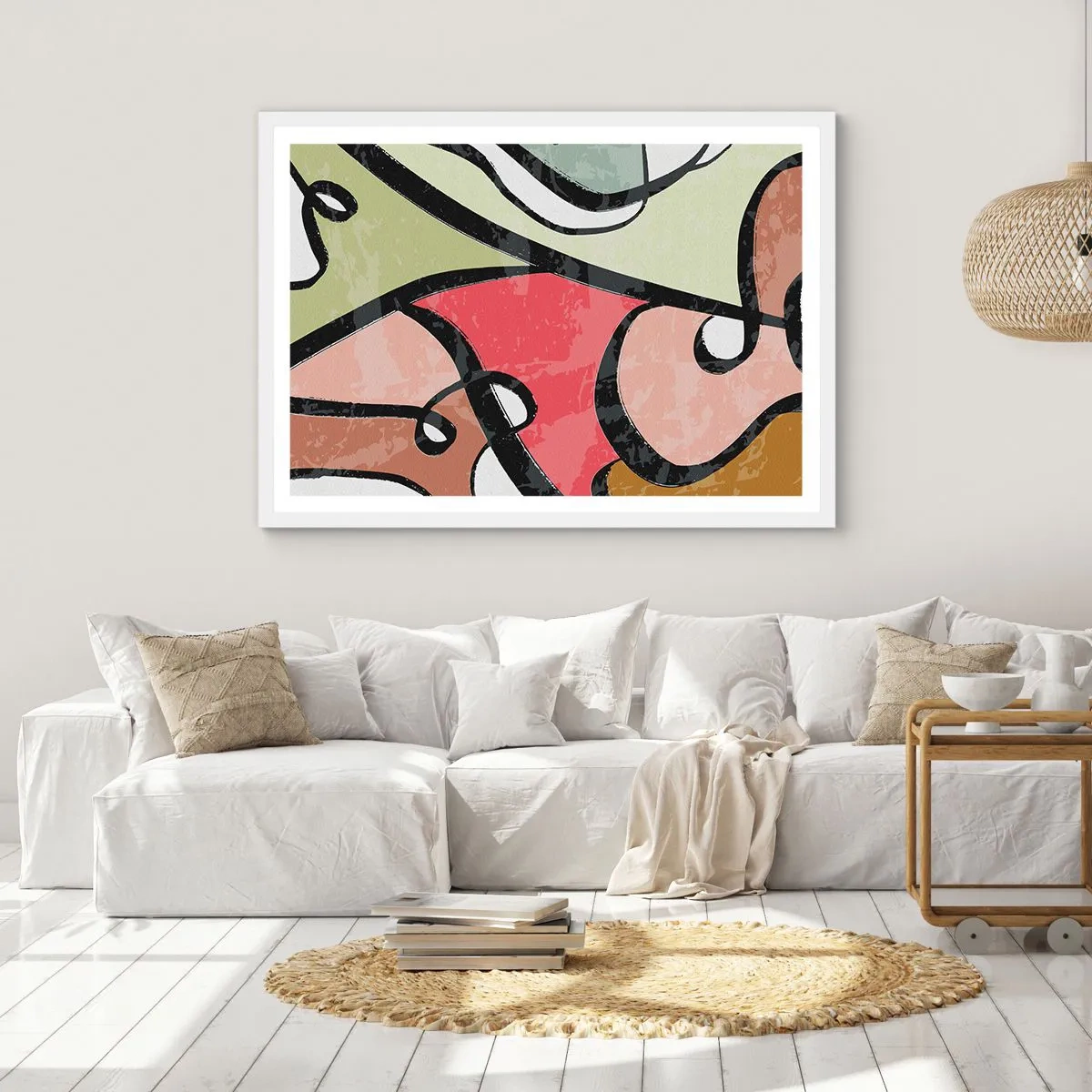 Poster in einem weißen Rahmen - Pirouetten unter Farben - 91x61 cm