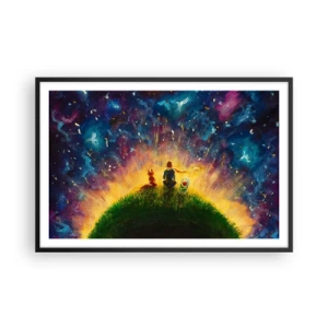 Poster in einem schwarzem Rahmen - Liebe und Freundschaft - die ganze Welt - 91x61 cm