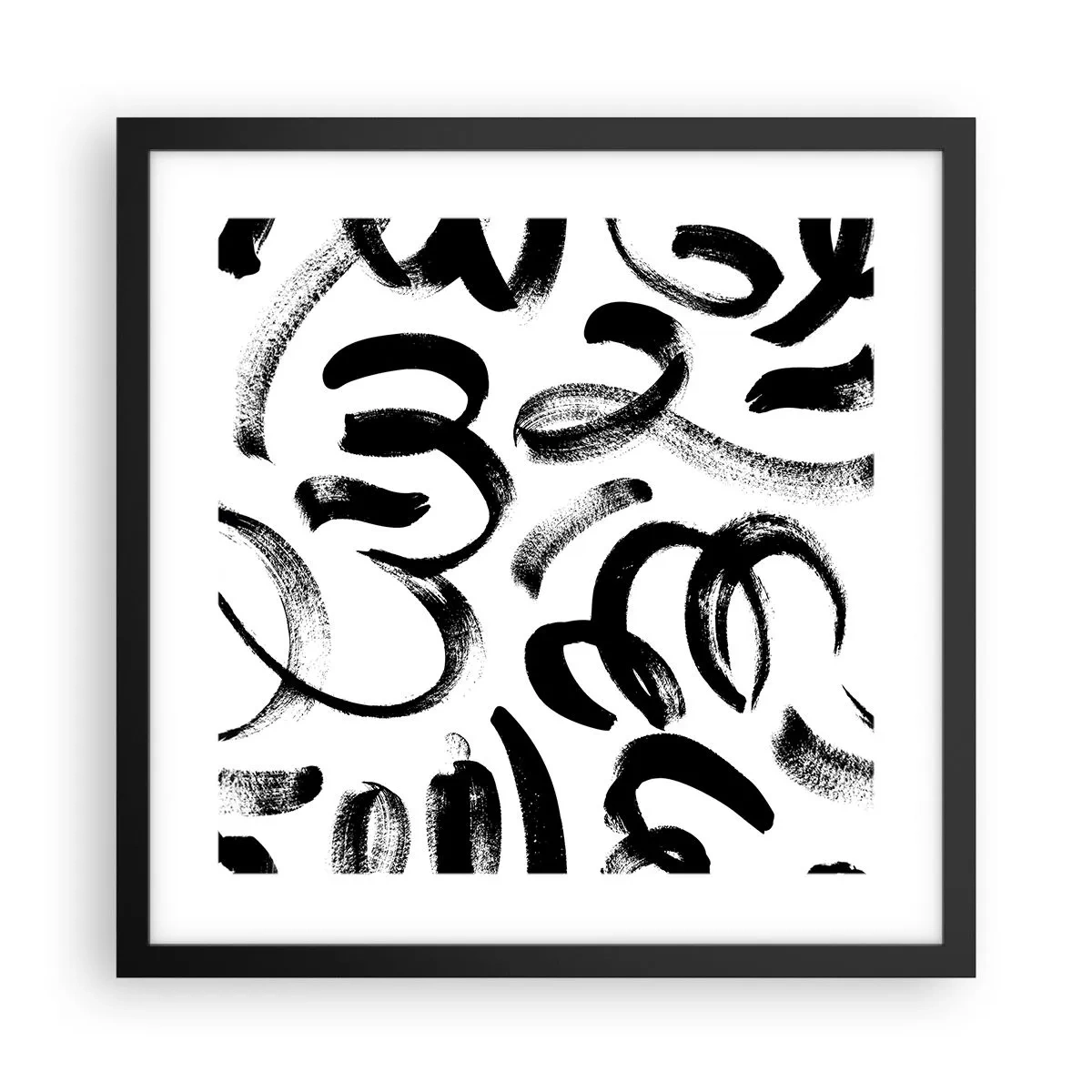 Poster in einem schwarzem Rahmen - Schwarz auf Weiß - 40x40 cm