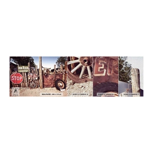 Fototapeten Muster Premium Canvas - Und die Zeit ist stehen geblieben - Straßenschild, Route 66, USA - 100x30 cm