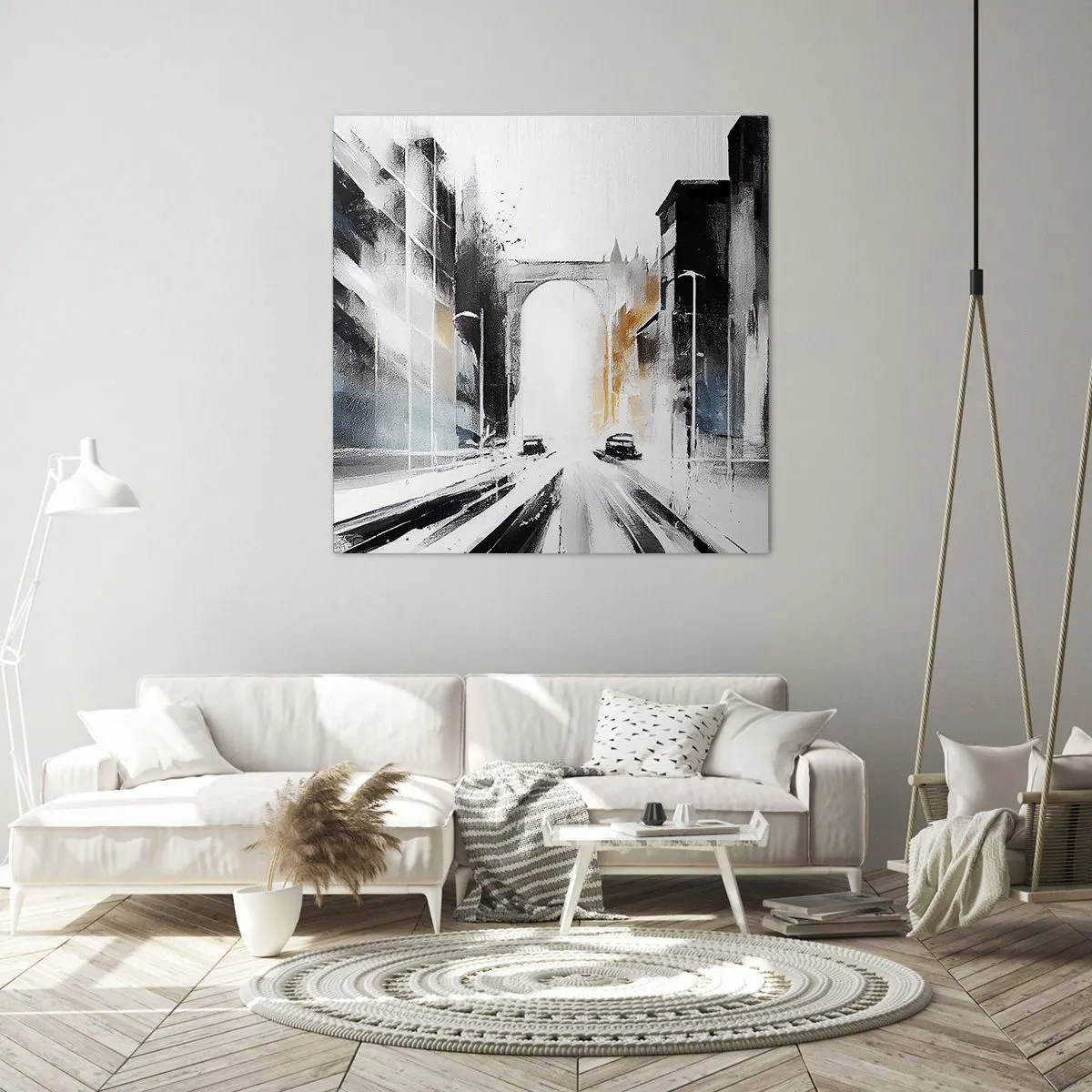 Bild auf Leinwand - Leinwandbild - Stadtstudie: Architektur und Bewegung - 30x30 cm
