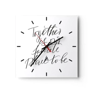 Wanduhr - Glasuhr - Typografische Inschrift im eleganten Stil auf weißem Hintergrund - 30x30cm - Fühlst du das auch? - Moderne Wanddekoration für Wohnzimmer und Schlafzimmer ARTTOR