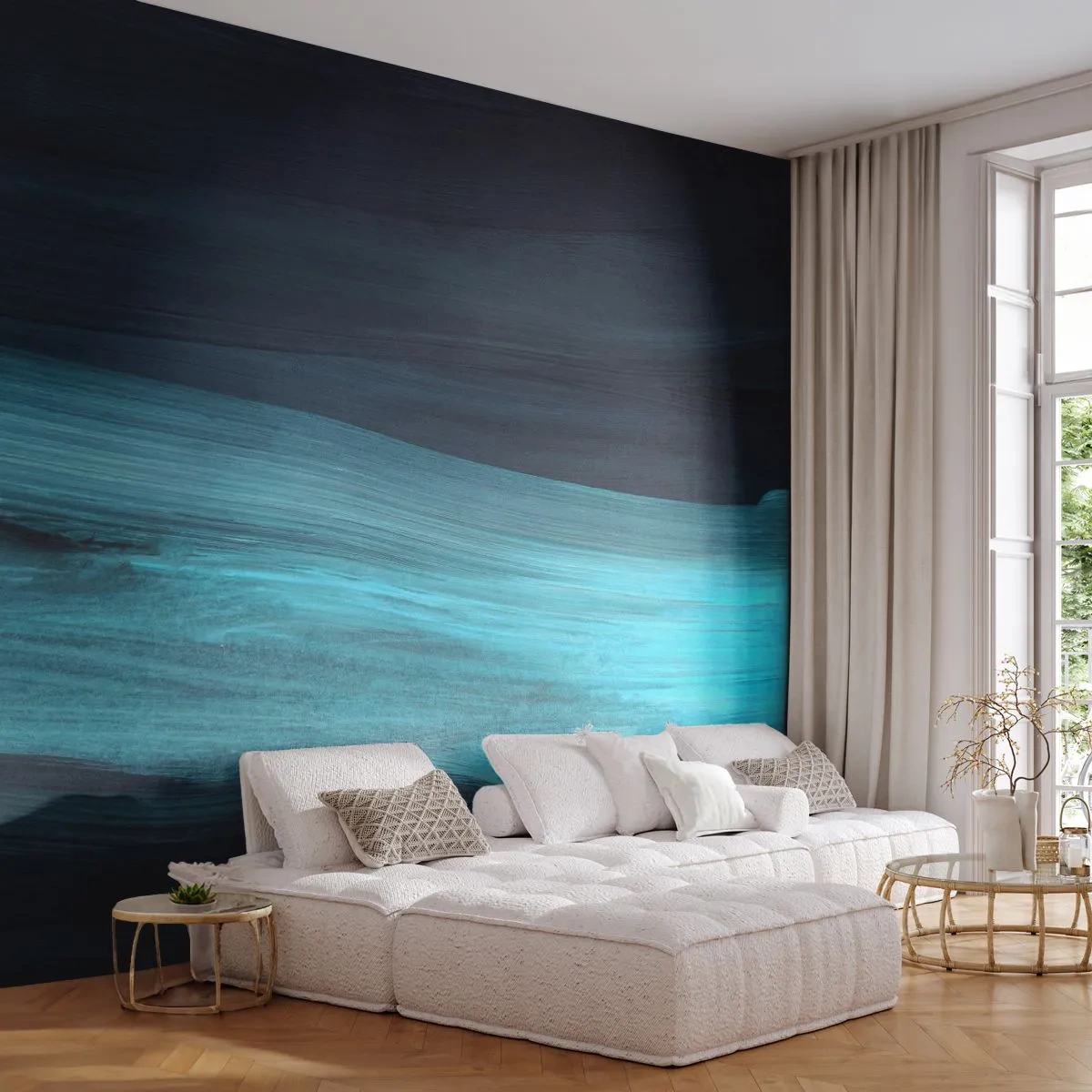 Selbstklebende Fototapete Deluxe Sticker - Gehen Sie mit dem Strom - Dunkel, Stück, Abstraktion - 450x315 cm