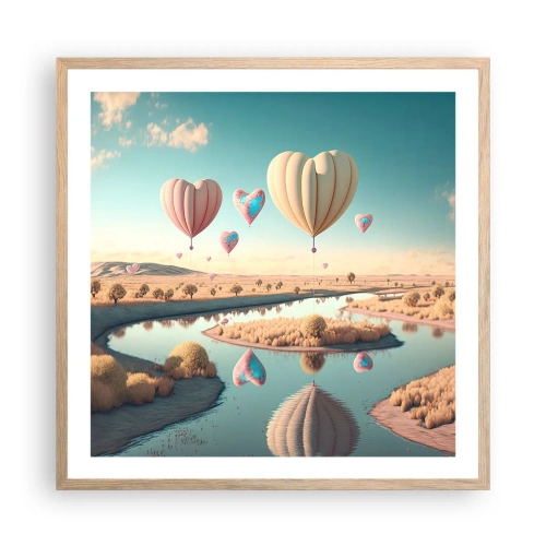 Poster in einem Rahmen aus heller Eiche - Dank Liebe steigt man auf - 60x60 cm