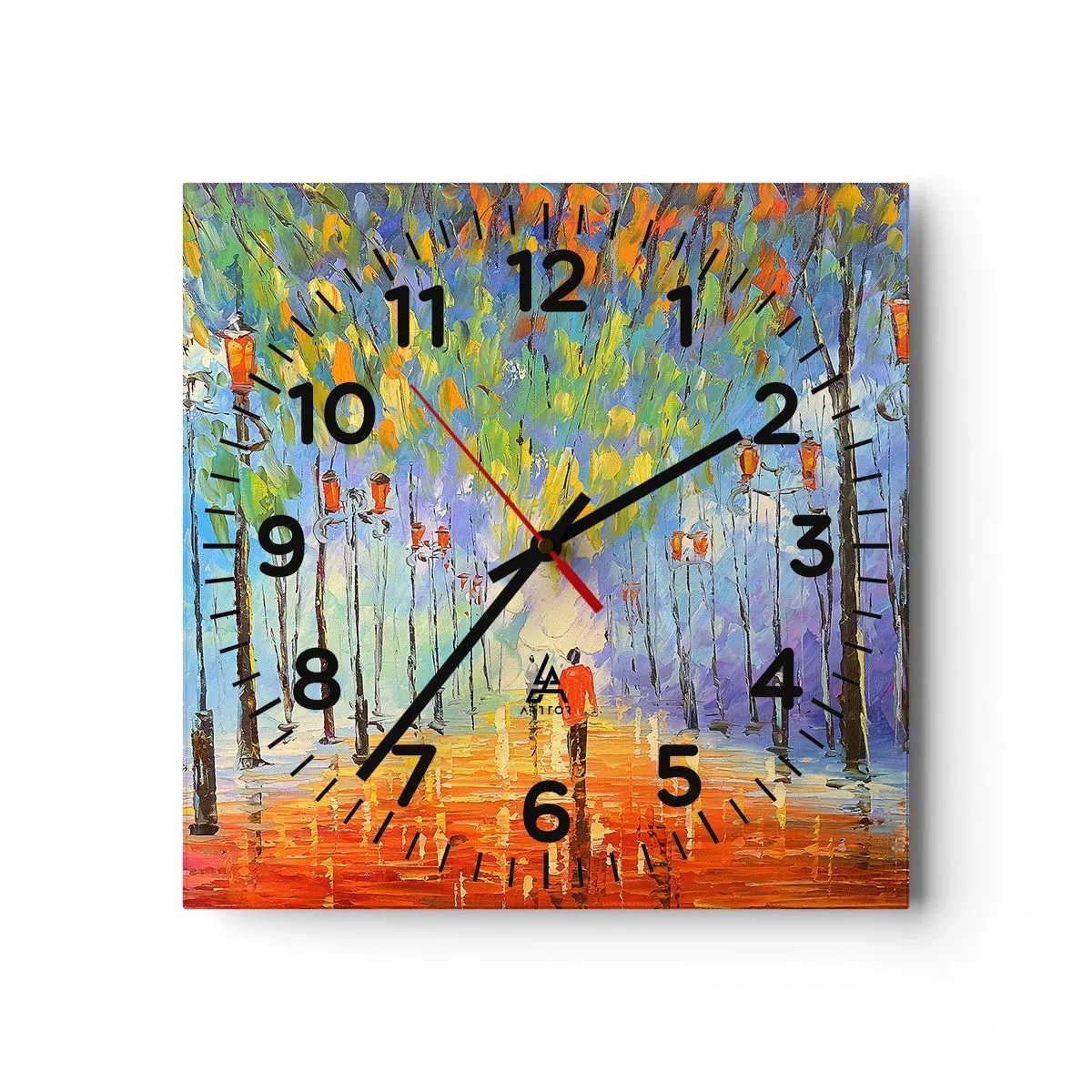 Wanduhr - Glasuhr - Nachtlied des Regens - 30x30 cm