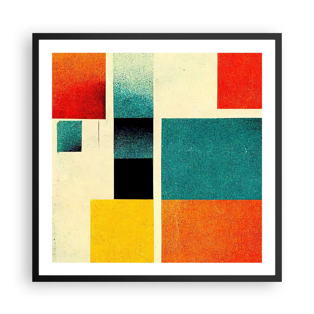 Poster in einem schwarzem Rahmen - Geometrische Abstraktion – gute Energie - 60x60 cm