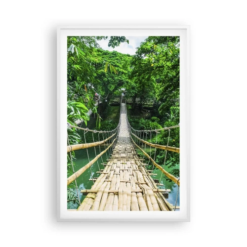 Poster in einem weißen Rahmen - Monkey Bridge über das Grün - 61x91 cm
