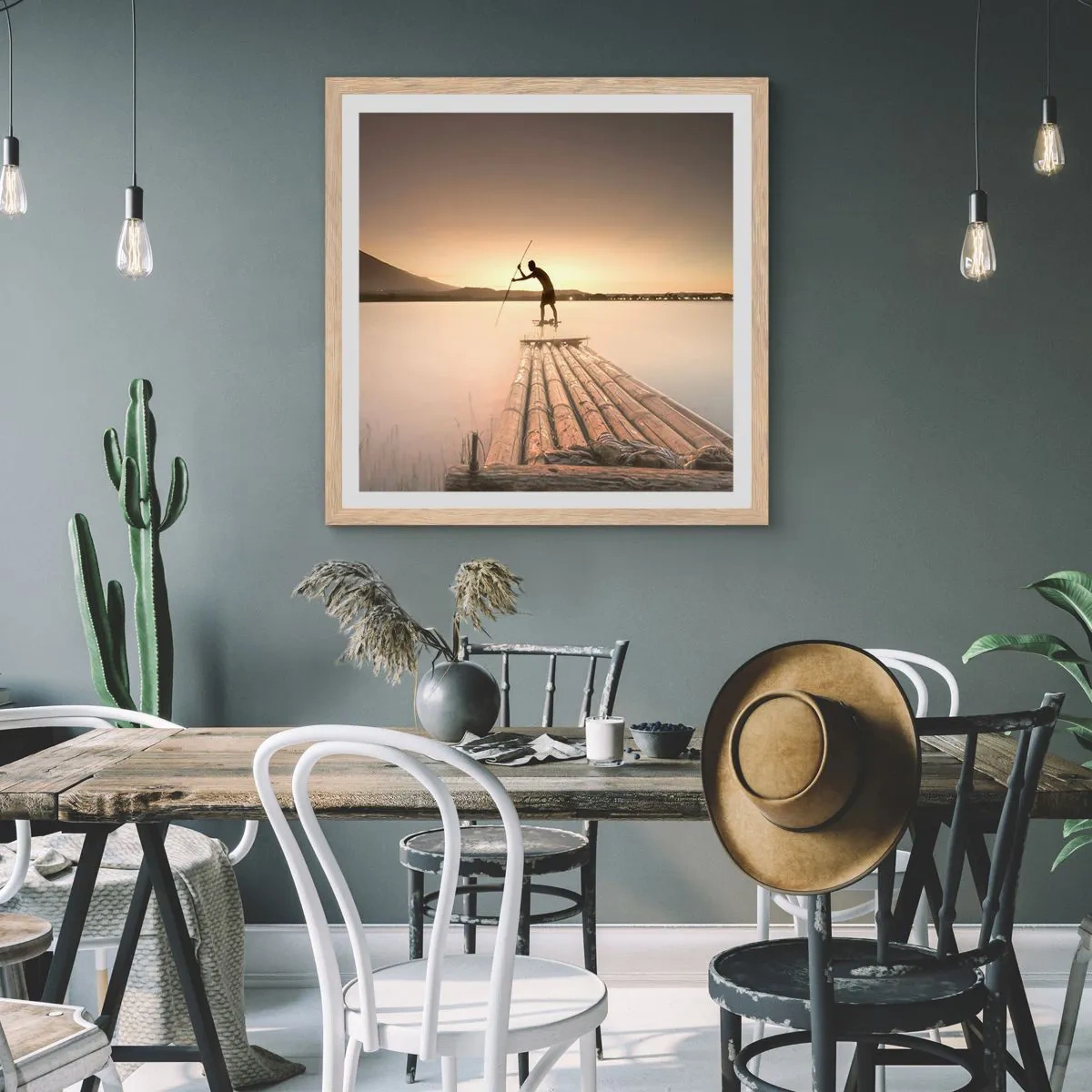 Poster in einem Rahmen aus heller Eiche - Vor dem schlafen gehen - 40x40 cm