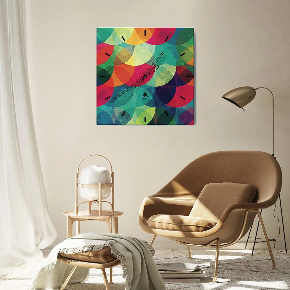 Wanduhr - Glasuhr - Aufstieg zum Regenbogen - 40x40 cm