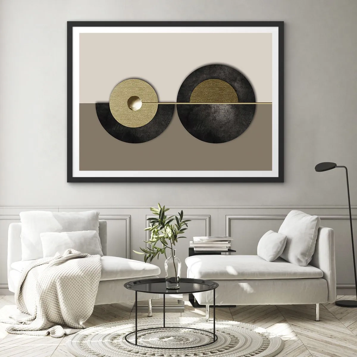 Poster in einem schwarzem Rahmen - Variationen rund um den Kreis - 91x61 cm