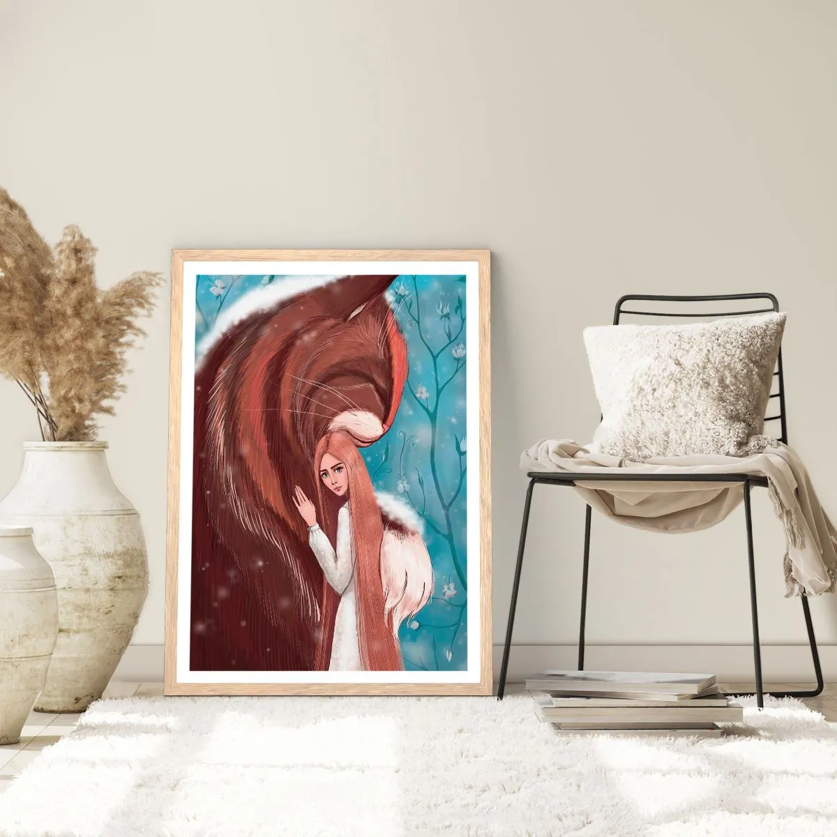 Poster in einem Rahmen aus heller Eiche - Willkommen im Märchen - 40x50 cm