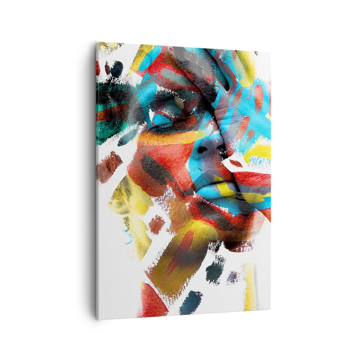 Bild auf Leinwand - Leinwandbild - Abstraktes Porträt in lebendigen Farben - 50x70cm - Eine bunte Persönlichkeit - Moderne Wanddekoration für Wohnzimmer und Schlafzimmer ARTTOR