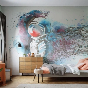 Fototapete Premium Canvas - Allein mit Platz - Astronaut, Kosmonaut, Abstraktion - 500x350 cm