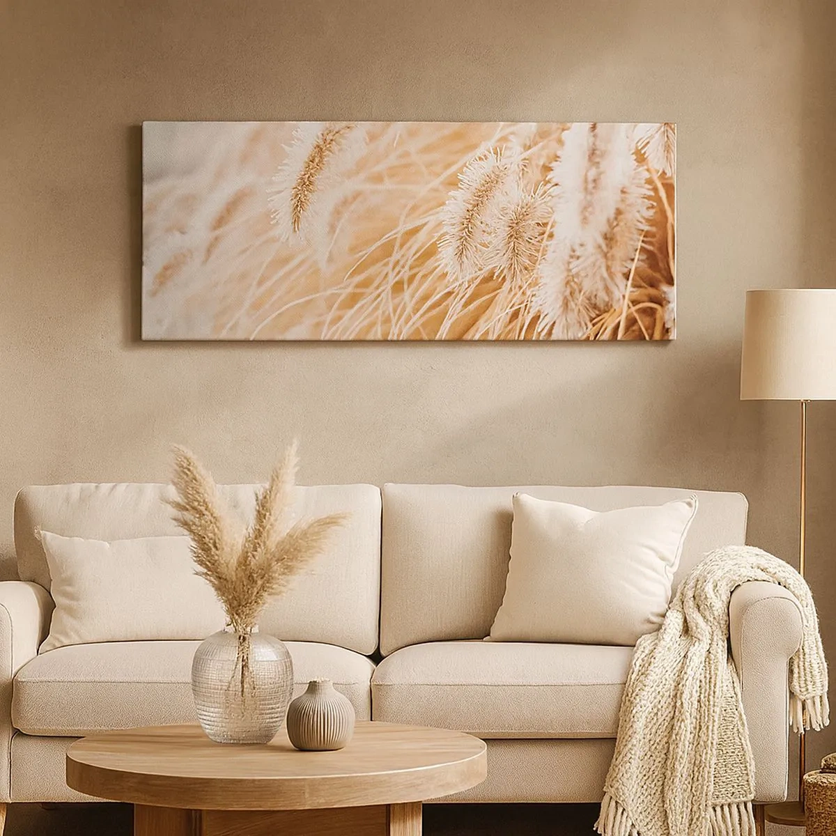 Bild auf Leinwand - Leinwandbild - Das goldene Rauschen des Grases - 100x40 cm