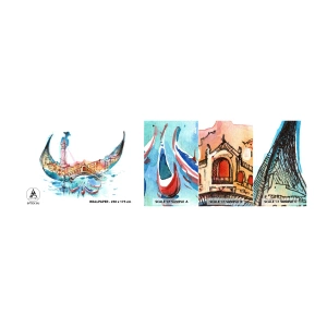 Fototapeten Muster Selbstklebend Deluxe Sticker - Wir segeln durch die Stadt - Abstraktion, Venedig, Brücke - 100x30 cm