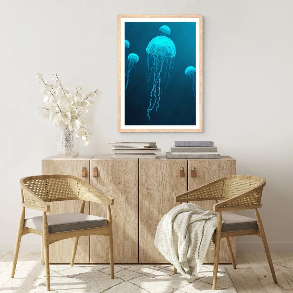 Poster in einem Rahmen aus heller Eiche - Ozeantanz - 50x70 cm