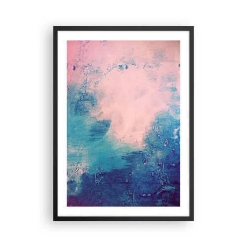 Poster in einem schwarzem Rahmen - Abstrakte Komposition in Blau und Rosa - 50x70cm - Himmelsblaue Umarmungen - Moderne Wanddekoration für Wohnzimmer und Schlafzimmer ARTTOR