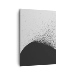 Bild auf Leinwand - Leinwandbild - Abstraktes Muster mit schwarzen Partikeln auf hellem Hintergrund - 50x70cm - Bewegung von Molekülen - Moderne Wanddekoration für Wohnzimmer und Schlafzimmer ARTTOR