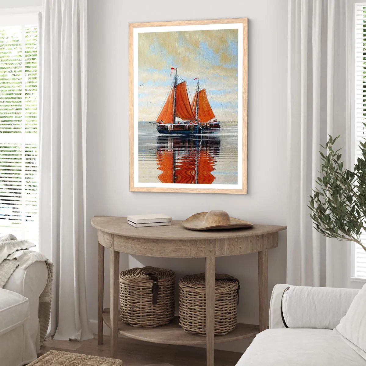 Poster in einem Rahmen aus heller Eiche - Hey, Segel, Matrose ... - 61x91 cm