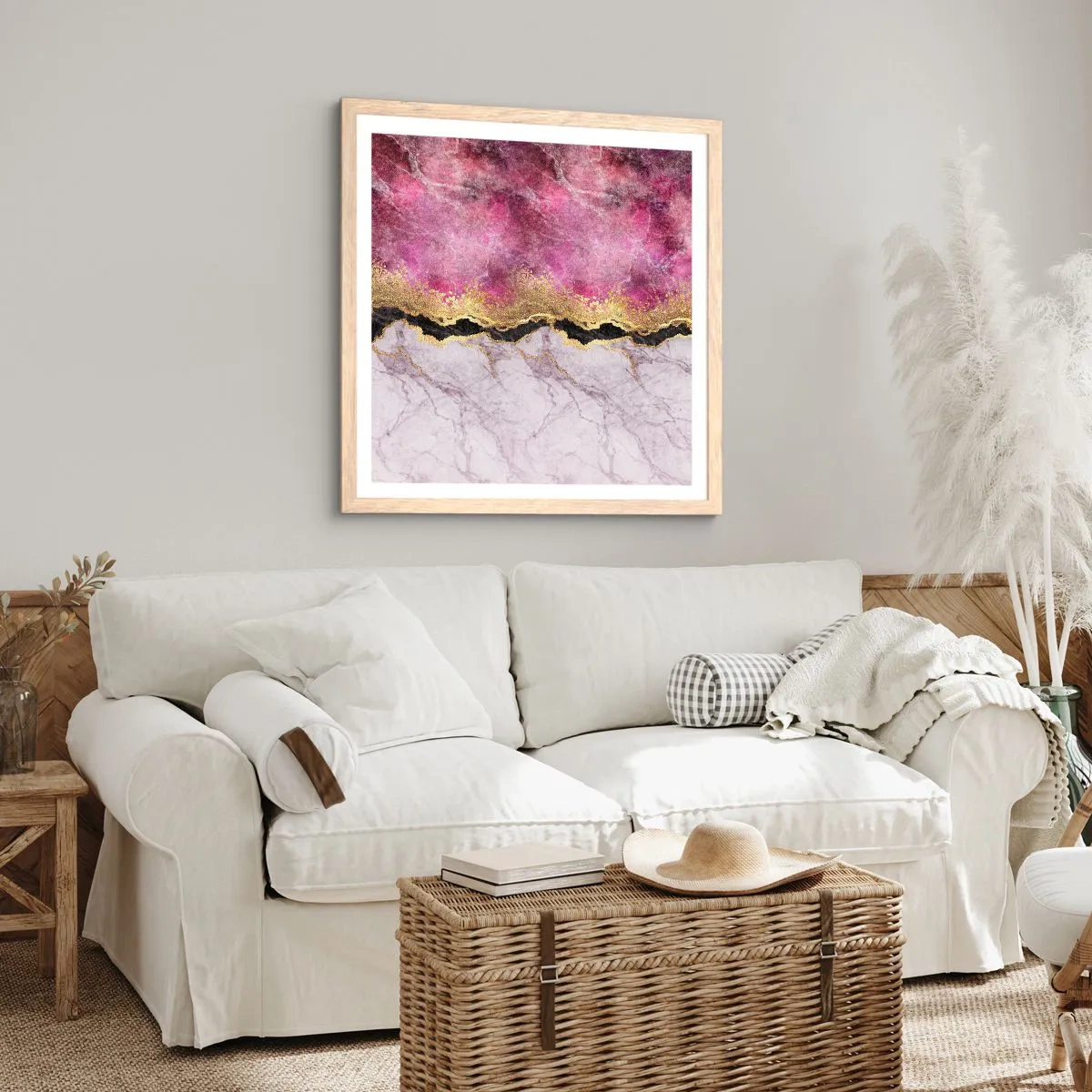 Poster in einem Rahmen aus heller Eiche - An der Grenze - 40x40 cm