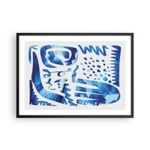 Poster in einem schwarzem Rahmen - Abstraktes Muster in Blautönen - 70x50cm - Zurück zu den Wurzeln - Moderne Wanddekoration für Wohnzimmer und Schlafzimmer ARTTOR