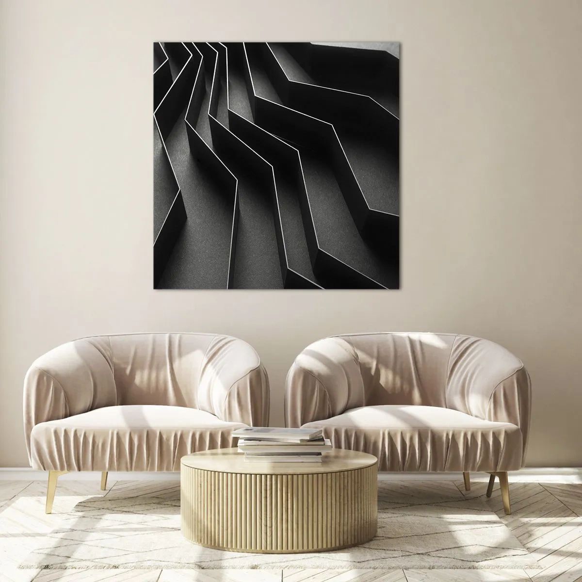 Glasbild - Bild auf glas - Räumliche Ordnung - 60x60 cm