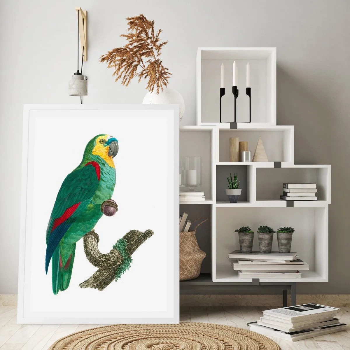 Poster in einem weißen Rahmen - Papageienporträt - 50x70 cm