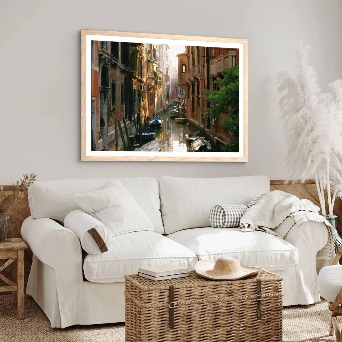 Poster in einem Rahmen aus heller Eiche - In einer venezianischen Gasse - 91x61 cm