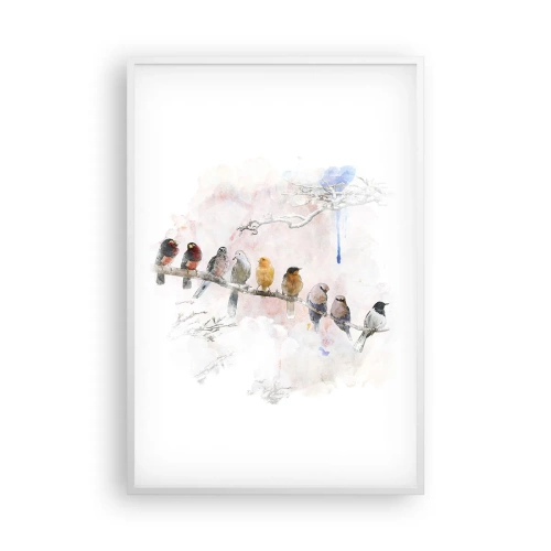Poster in einem weißen Rahmen - Geflügeltes Treffen - 61x91 cm