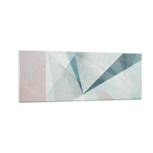 Glasbild - Bild auf glas - Geometrische Formen in Pastelltönen von Blau und Grau - 140x50cm - Einfach aber dynamisch - Moderne Wanddekoration für Wohnzimmer und Schlafzimmer ARTTOR