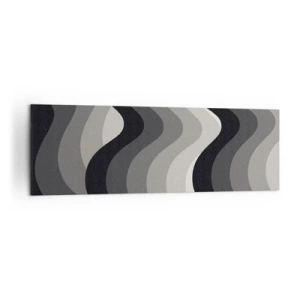 Bild auf Leinwand - Leinwandbild - Schwarz-weiße Wellenmuster in Grautönen - 160x50cm - Eine Welle nach der anderen - Moderne Wanddekoration für Wohnzimmer und Schlafzimmer ARTTOR