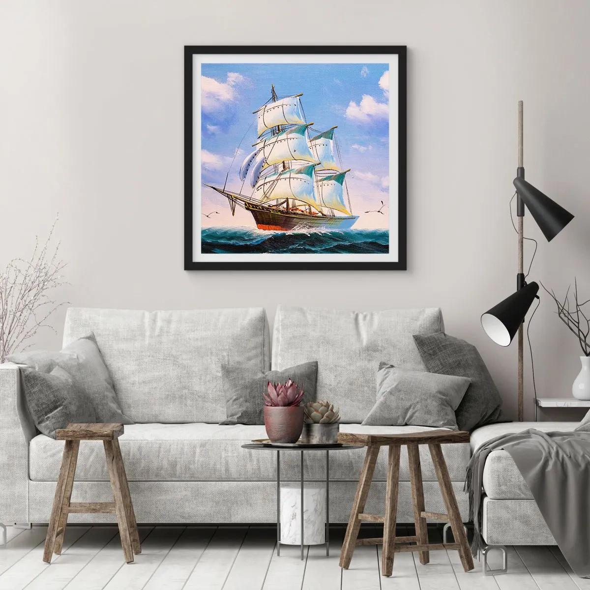 Poster in einem schwarzem Rahmen - Mit Stolz mit dem Wind - 30x30 cm