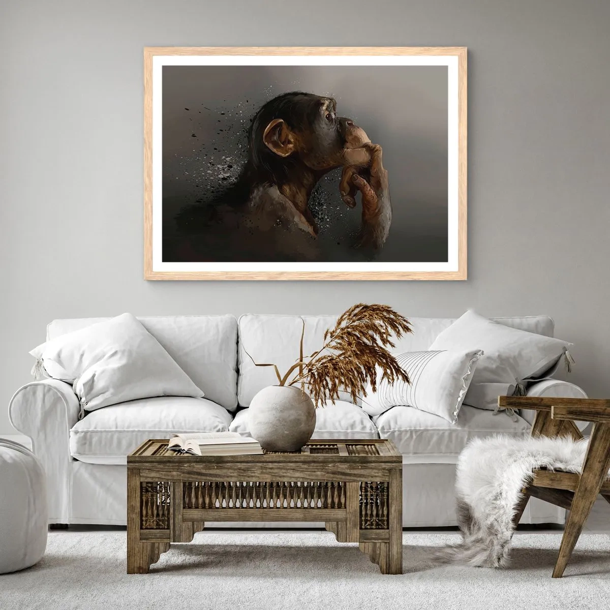 Poster in einem Rahmen aus heller Eiche - Sicherlich ein Denker - 70x50 cm