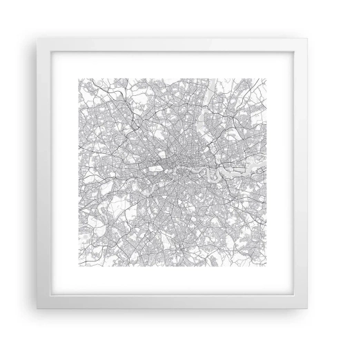 Poster in einem weißen Rahmen - Karte des Labyrinths von London - 30x30 cm