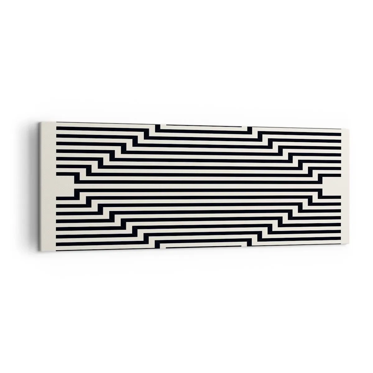 Bild auf Leinwand - Leinwandbild - Schwarze und weiße Linien erzeugen einen geometrischen Illusionseffekt - 140x50cm - Geometrische Illusion - Moderne Wanddekoration für Wohnzimmer und Schlafzimmer ARTTOR